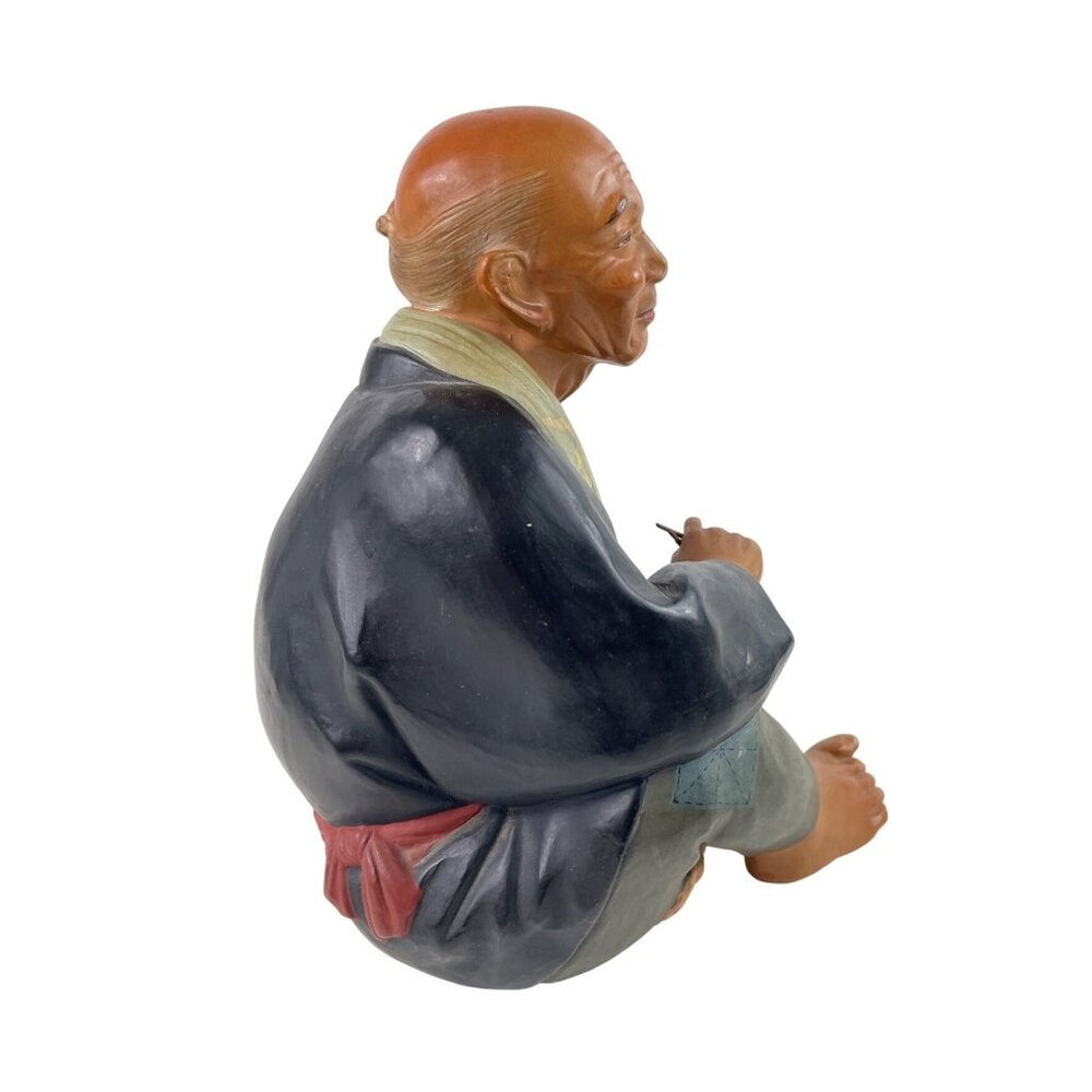 Vintage Hakata Urasaki Dolls Asian Elderly Man Figurine Eating Dumplings Statue - Picture 9 of 12